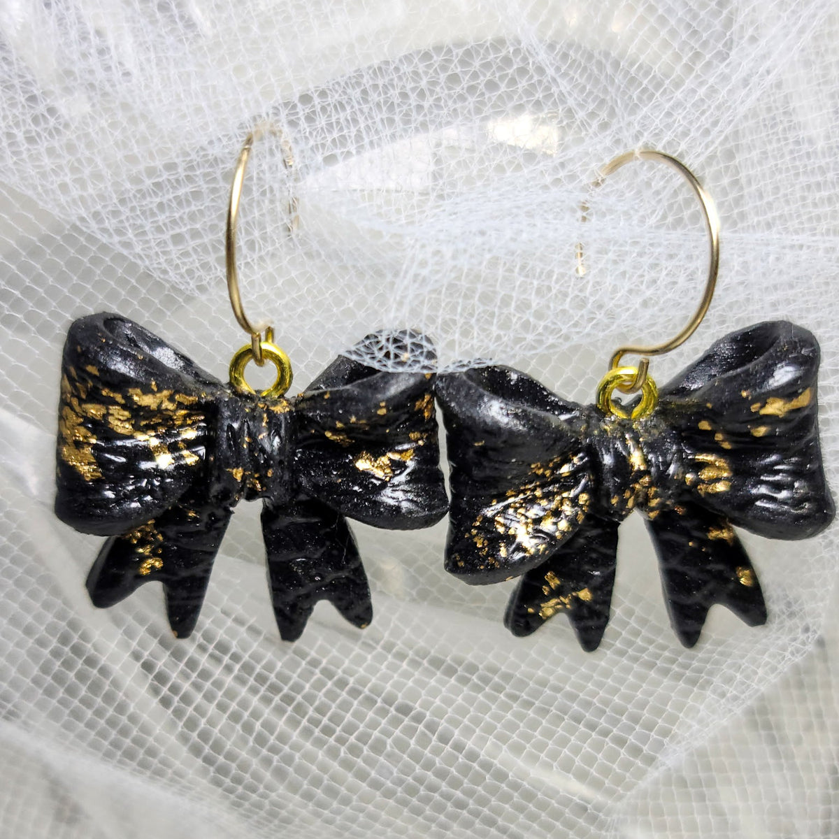 Midnight Allure Bow Dangle Earrings