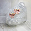 Blush Brocade Bow Dangle Earrings