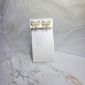 Ivory Knit Bow Stud Earrings