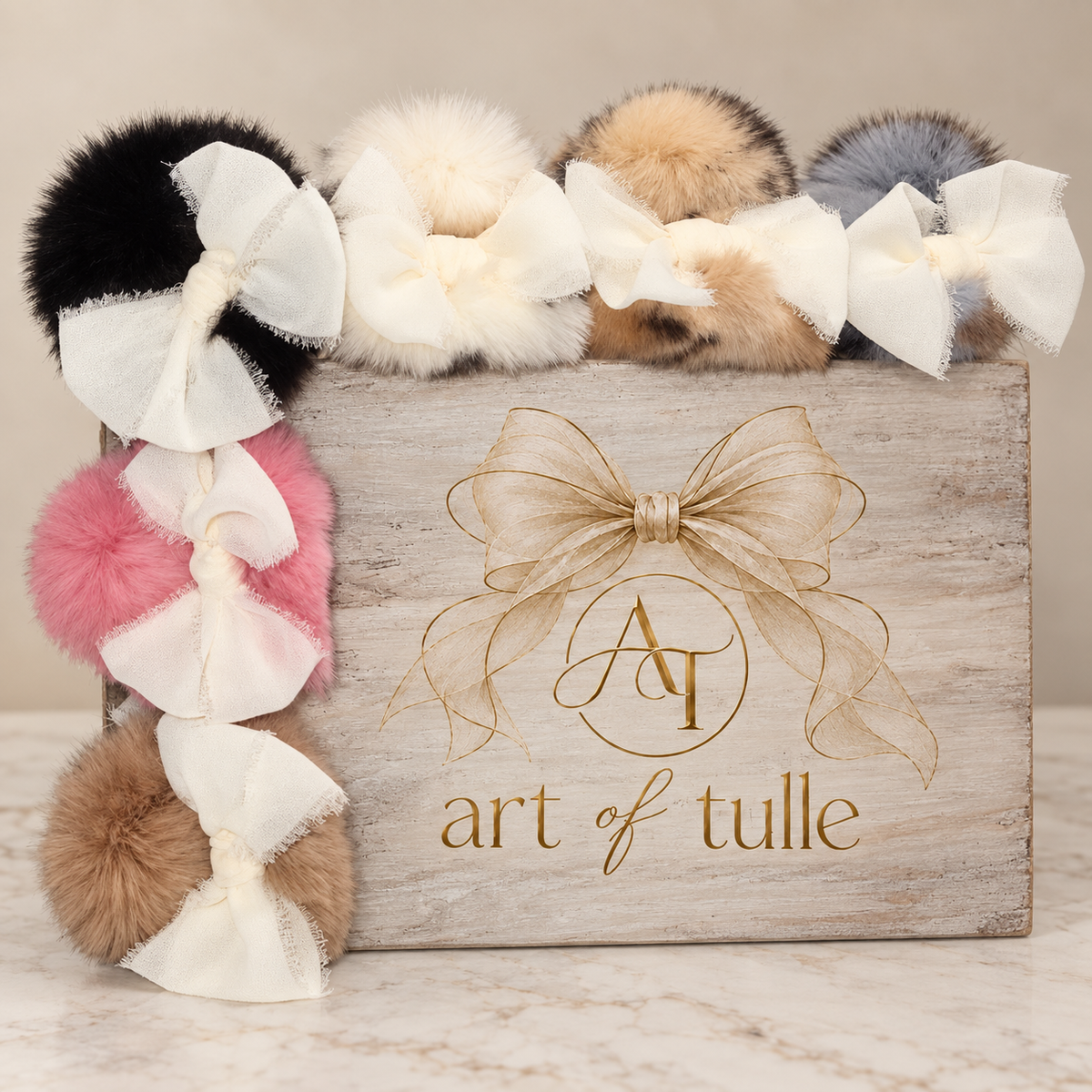 Fur Clawclip with Chiffon Bows