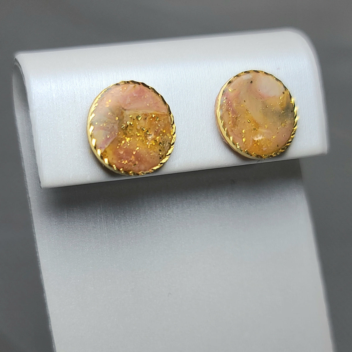 Horizons Gem Gold Rim Stud Earrings