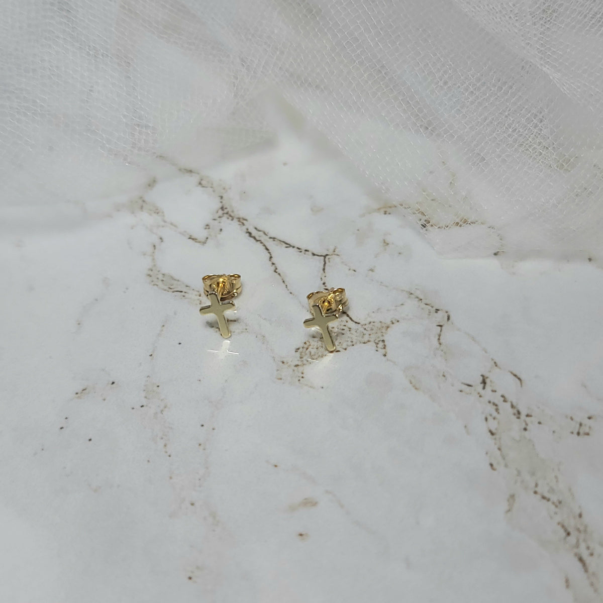 Gold Cross Studs