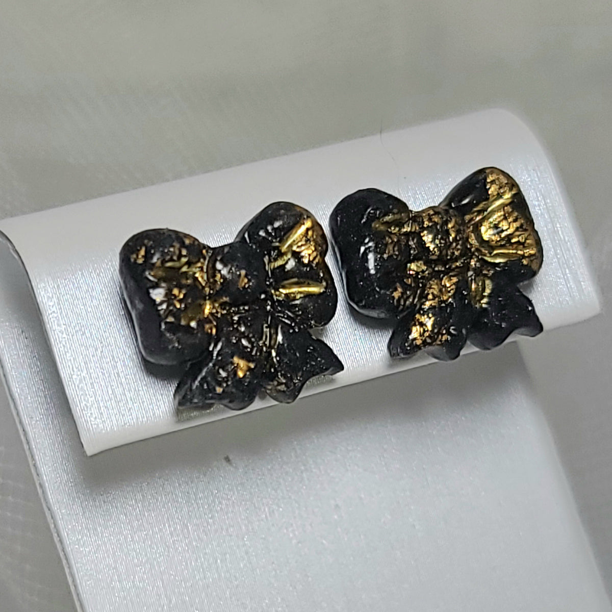 Midnight Allure Bow Stud Earrings