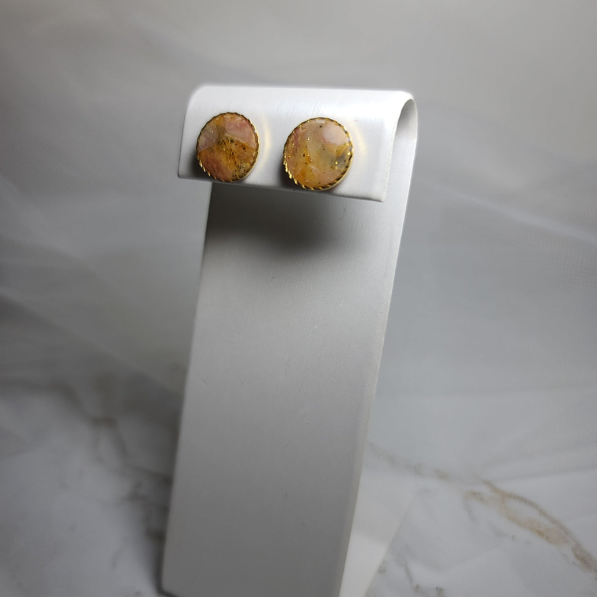 Horizons Gem Gold Rim Stud Earrings